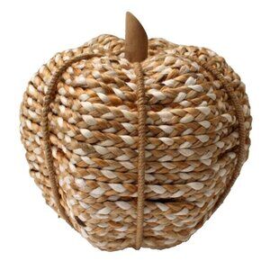 New Pumpkin Wicker Woven Rope Beige Fall Autumn Thanksgiving Halloween Decor